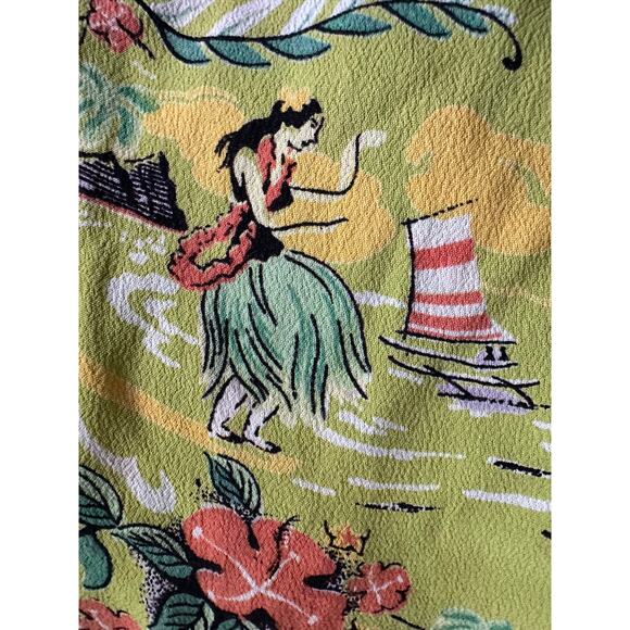 Loco Lindo Women Crop Pants Boho Rayon Elastic Waist green Hawaii Beach Sz S - Picture 14 of 14